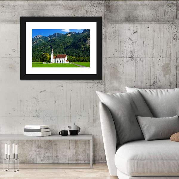 White St Coloman Pilgrimage Church Panoramic Canvas Wall Art-1 Piece-36" x 12"-Tiaracle
