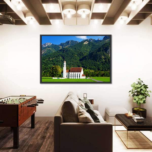 White St Coloman Pilgrimage Church Panoramic Canvas Wall Art-1 Piece-36" x 12"-Tiaracle