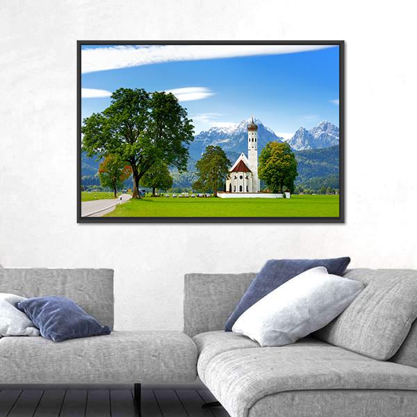 White St. Coloman Pilgrimage Church Vertical Canvas Wall Art-3 Vertical-Gallery Wrap-12" x 25"-Tiaracle