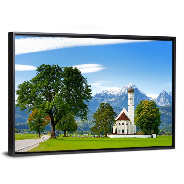 White St. Coloman Pilgrimage Church Vertical Canvas Wall Art-3 Vertical-Gallery Wrap-12" x 25"-Tiaracle