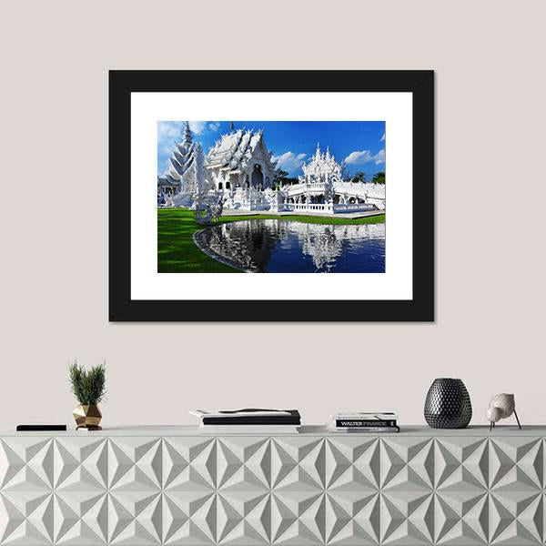 White Temple In Chiang Rai Canvas Wall Art-1 Piece-Framed Print-20" x 16"-Tiaracle