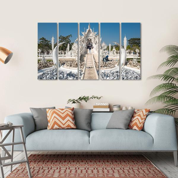 White Temple In Chiang Rai In Thailand Canvas Wall Art-5 Horizontal-Gallery Wrap-22" x 12"-Tiaracle