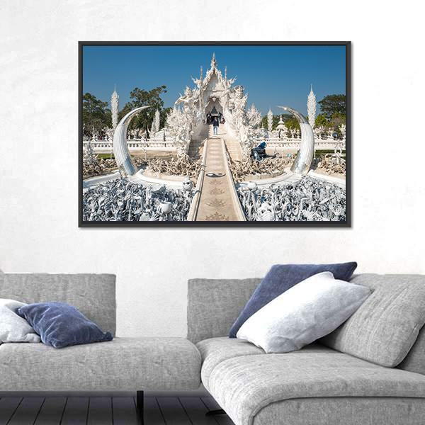 White Temple In Chiang Rai In Thailand Canvas Wall Art-3 Horizontal-Gallery Wrap-25" x 16"-Tiaracle
