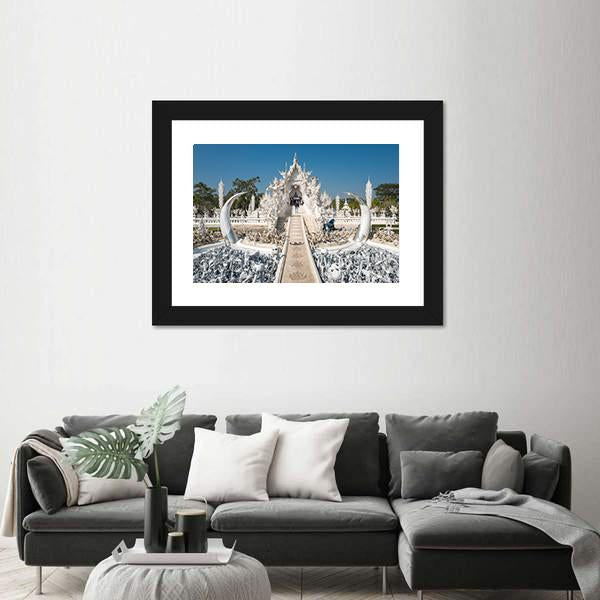 White Temple In Chiang Rai In Thailand Canvas Wall Art-3 Horizontal-Gallery Wrap-25" x 16"-Tiaracle