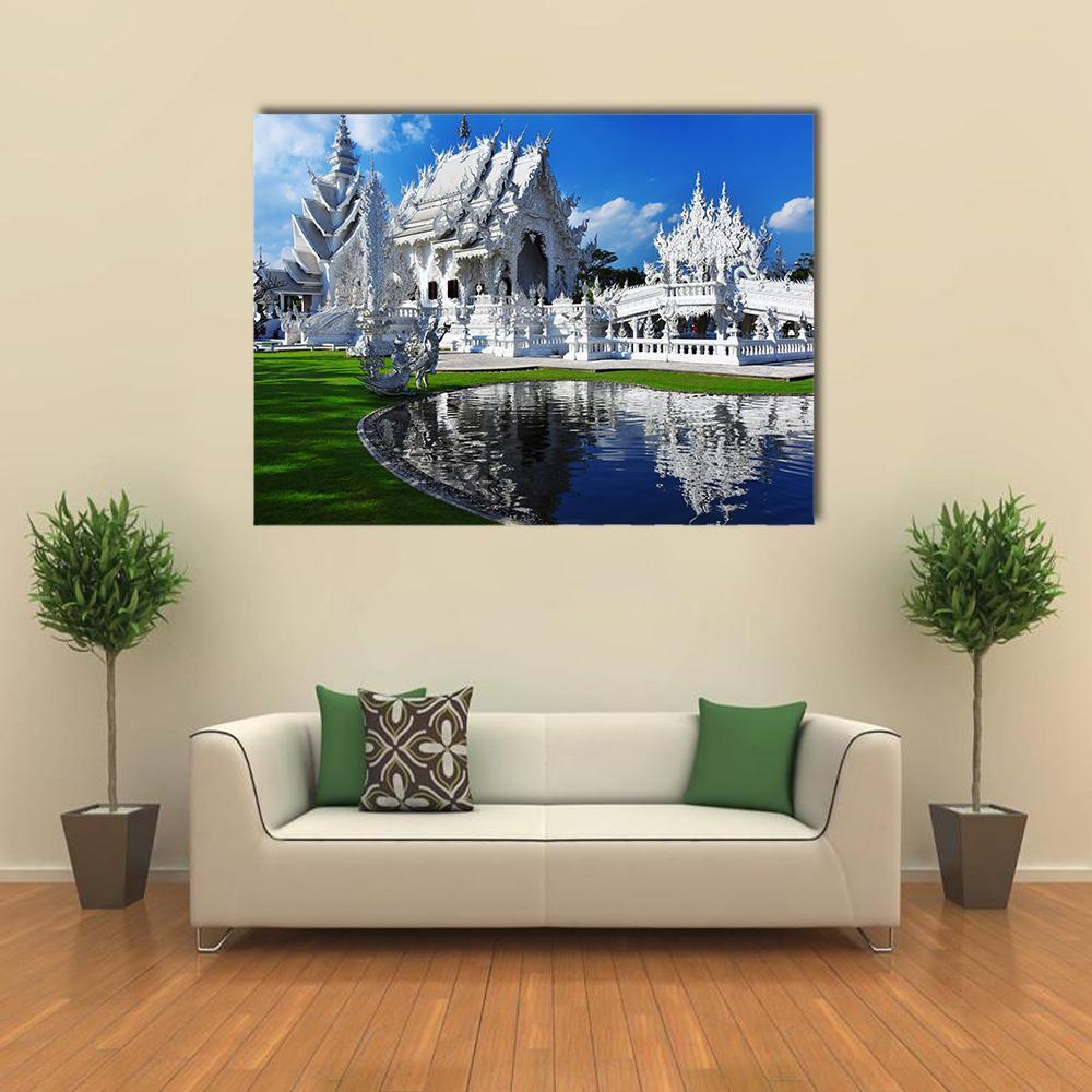 White Temple In Chiang Rai Canvas Wall Art-1 Piece-Gallery Wrap-48" x 32"-Tiaracle