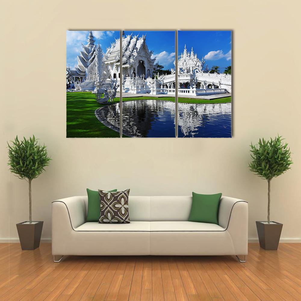 White Temple In Chiang Rai Canvas Wall Art-3 Horizontal-Gallery Wrap-37" x 24"-Tiaracle