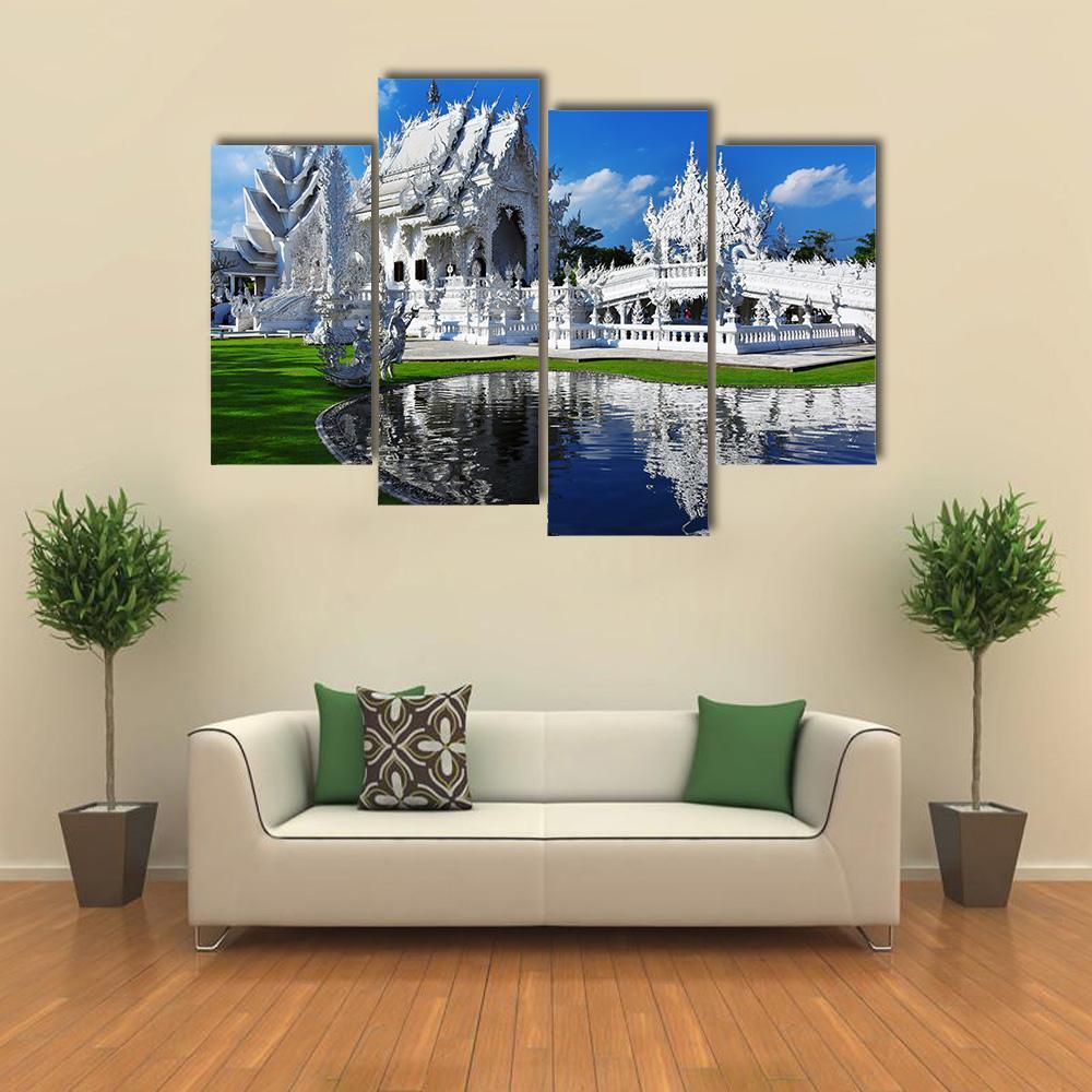 White Temple In Chiang Rai Canvas Wall Art-4 Pop-Gallery Wrap-50" x 32"-Tiaracle