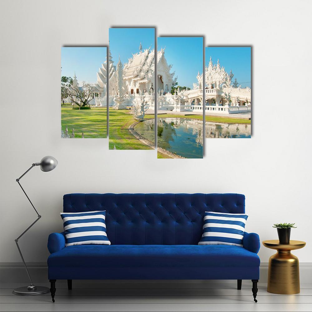 White Temple In Thailand Canvas Wall Art-4 Pop-Gallery Wrap-50" x 32"-Tiaracle