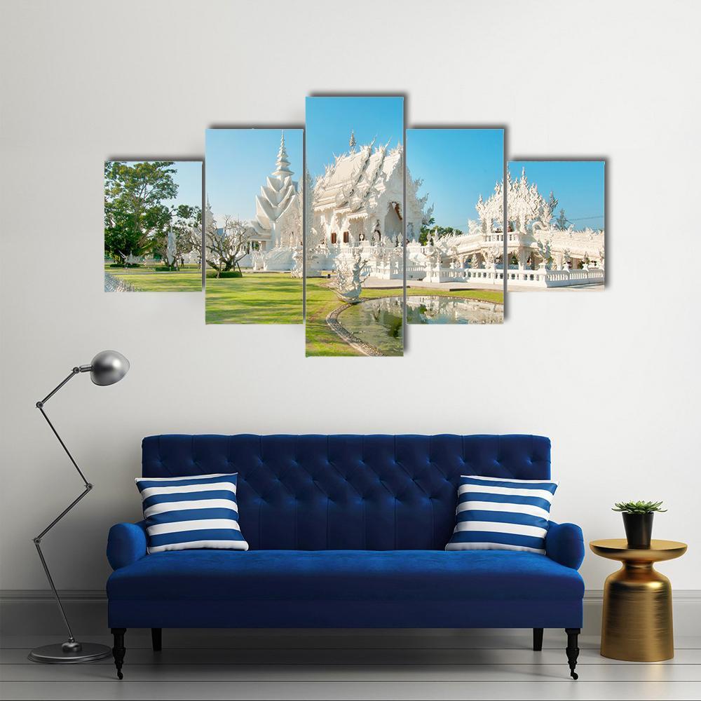 White Temple In Thailand Canvas Wall Art-5 Star-Gallery Wrap-62" x 32"-Tiaracle