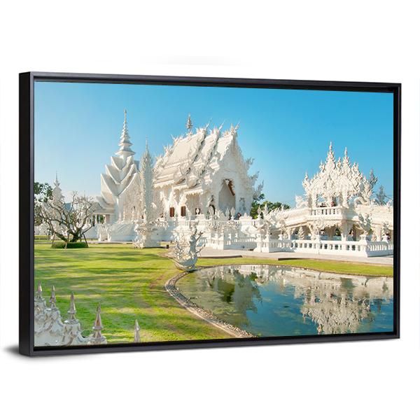 White Temple In Thailand Canvas Wall Art-3 Horizontal-Gallery Wrap-25" x 16"-Tiaracle