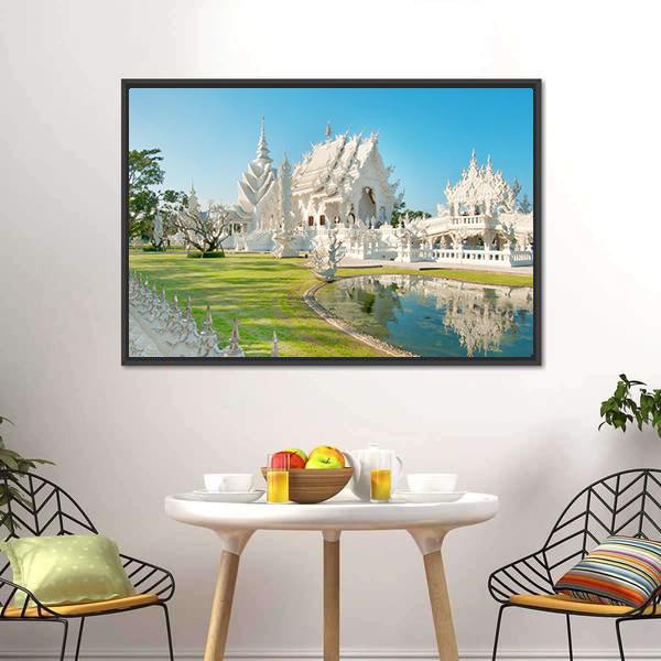 White Temple In Thailand Canvas Wall Art-3 Horizontal-Gallery Wrap-25" x 16"-Tiaracle