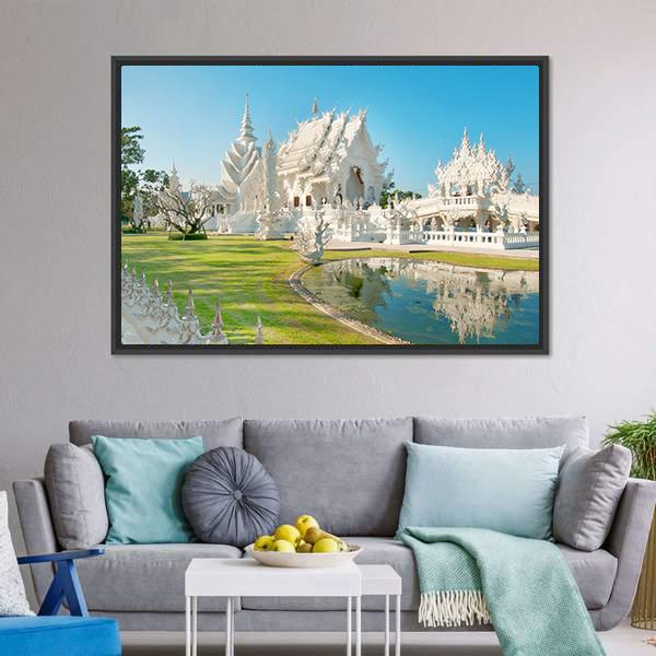 White Temple In Thailand Canvas Wall Art-3 Horizontal-Gallery Wrap-25" x 16"-Tiaracle