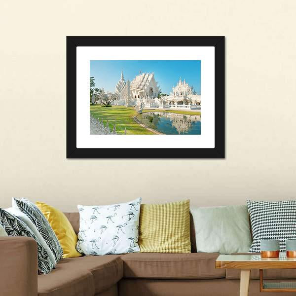 White Temple In Thailand Canvas Wall Art-3 Horizontal-Gallery Wrap-25" x 16"-Tiaracle