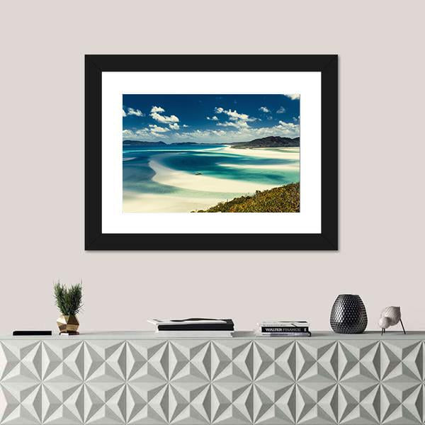 Whitehaven Beach In Queensland Canvas Wall Art-1 Piece-Framed Print-20" x 16"-Tiaracle