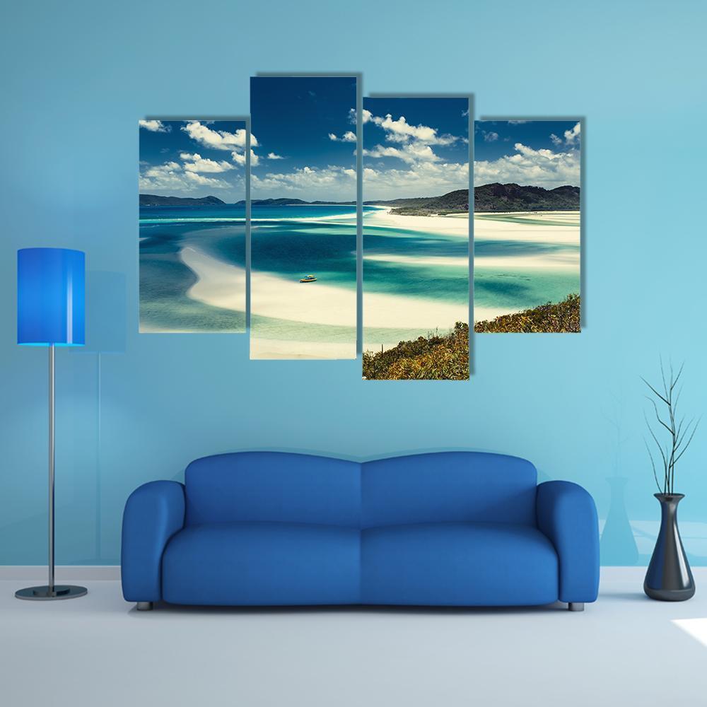 Whitehaven Beach In Queensland Canvas Wall Art-4 Pop-Gallery Wrap-50" x 32"-Tiaracle