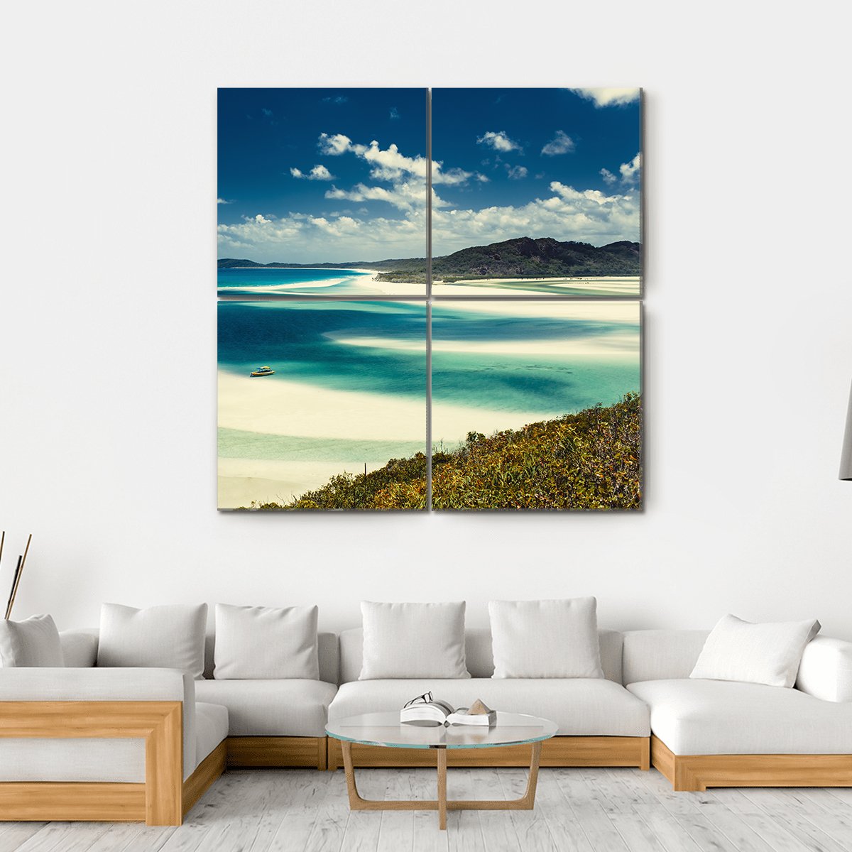 Whitehaven Beach In Queensland Canvas Wall Art-4 Square-Gallery Wrap-17" x 17"-Tiaracle