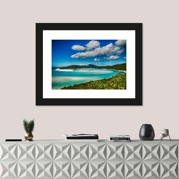 Whitehaven Beach Lagoon Canvas Wall Art-1 Piece-Framed Print-20&quot; x 16&quot;-Tiaracle