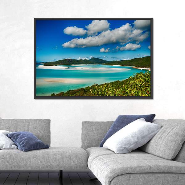 Whitehaven Beach Lagoon Canvas Wall Art-5 Horizontal-Gallery Wrap-22" x 12"-Tiaracle