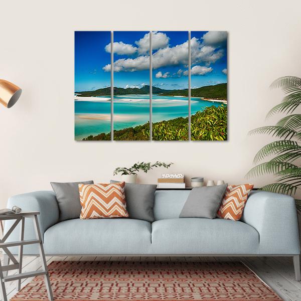 Whitehaven Beach Lagoon Canvas Wall Art-4 Horizontal-Gallery Wrap-34" x 24"-Tiaracle