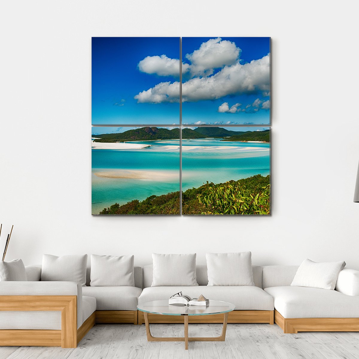 Whitehaven Beach Lagoon Canvas Wall Art-4 Square-Gallery Wrap-17" x 17"-Tiaracle