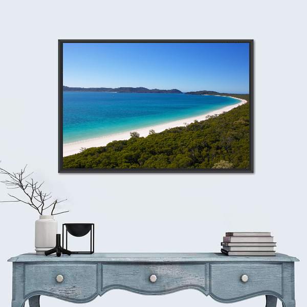Whitehaven Beach View Canvas Wall Art-1 Piece-Floating Frame-24" x 16"-Tiaracle
