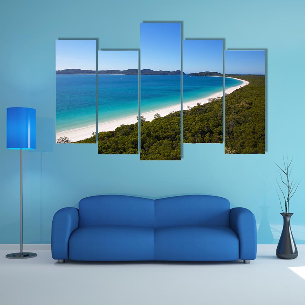 Whitehaven Beach View Canvas Wall Art-5 Pop-Gallery Wrap-47" x 32"-Tiaracle