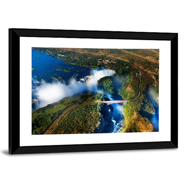 Widest Victoria Falls From The Air Canvas Wall Art-5 Horizontal-Gallery Wrap-22" x 12"-Tiaracle