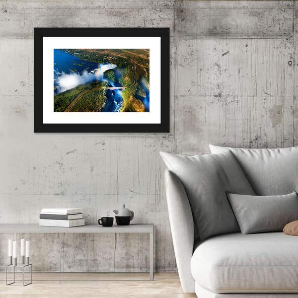 Widest Victoria Falls From The Air Canvas Wall Art-5 Horizontal-Gallery Wrap-22" x 12"-Tiaracle