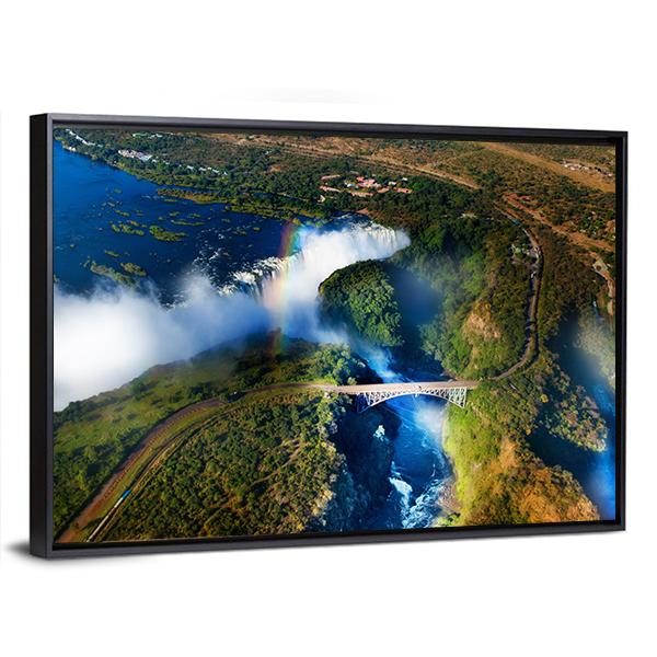 Widest Victoria Falls From The Air Canvas Wall Art-5 Horizontal-Gallery Wrap-22" x 12"-Tiaracle