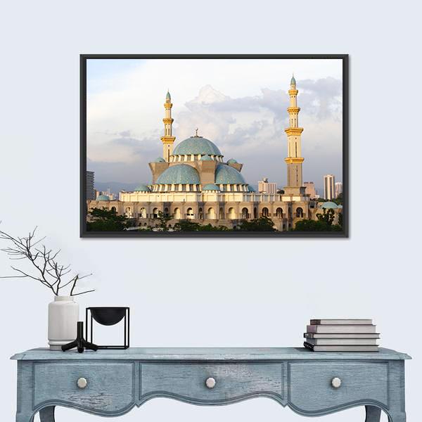 Wilayah Mosque Canvas Wall Art-1 Piece-Floating Frame-24" x 16"-Tiaracle
