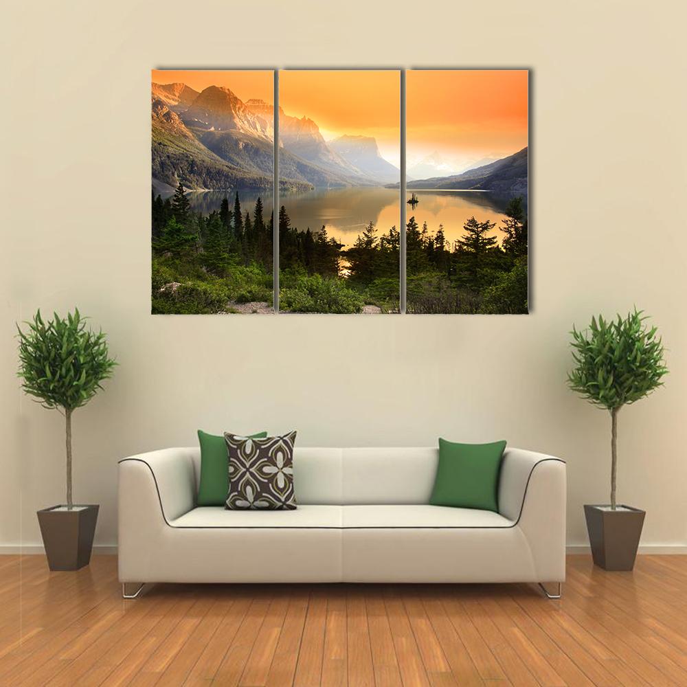 Wild Goose Island In Glacier National Park Canvas Wall Art-3 Horizontal-Gallery Wrap-25" x 16"-Tiaracle