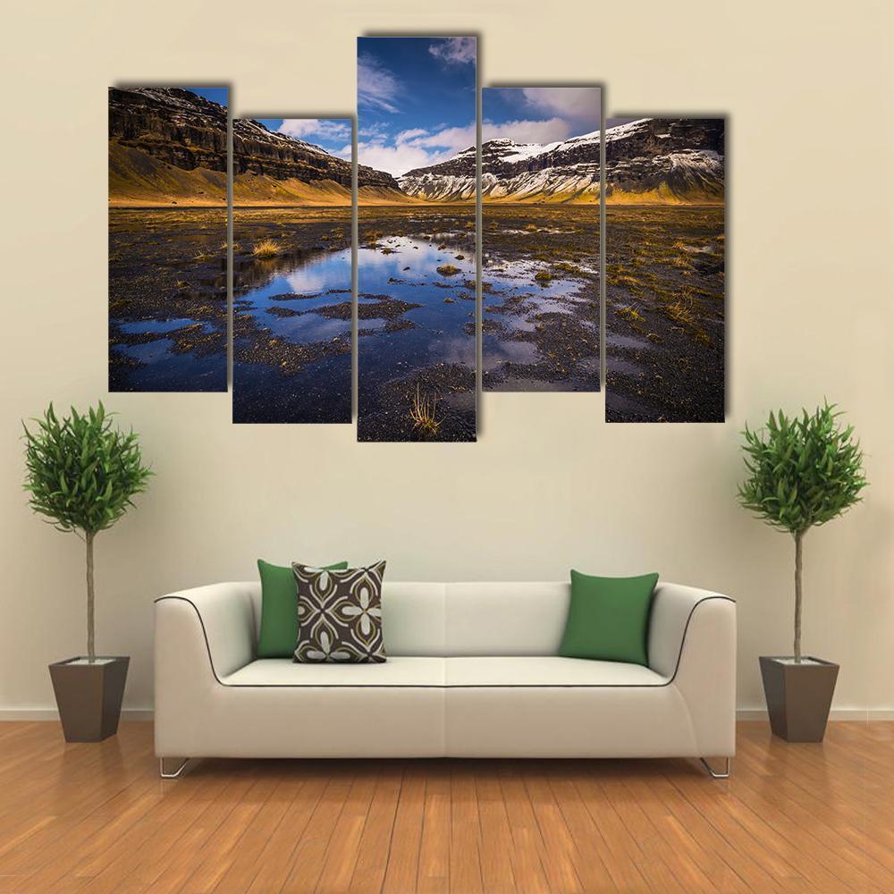 Wild Landscape Of Iceland Canvas Wall Art-5 Pop-Gallery Wrap-47" x 32"-Tiaracle