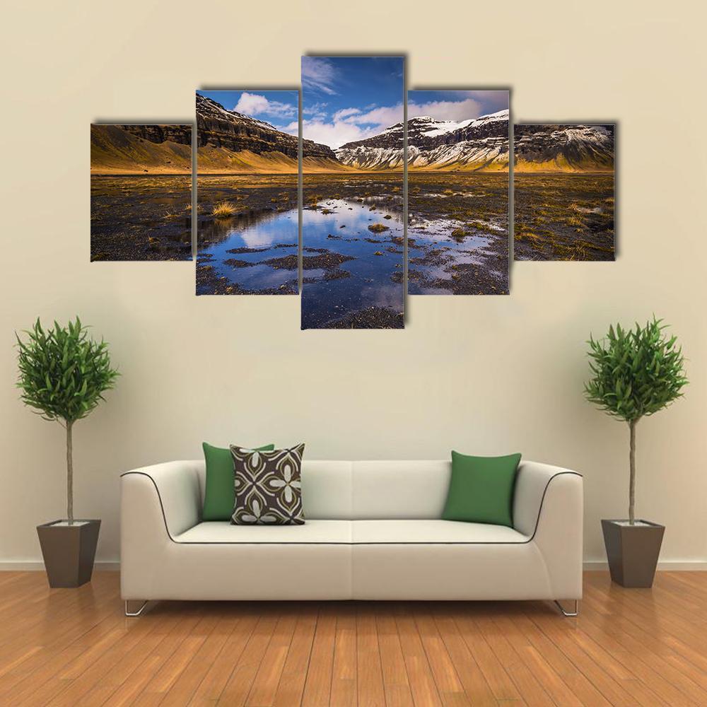 Wild Landscape Of Iceland Canvas Wall Art-5 Pop-Gallery Wrap-47" x 32"-Tiaracle