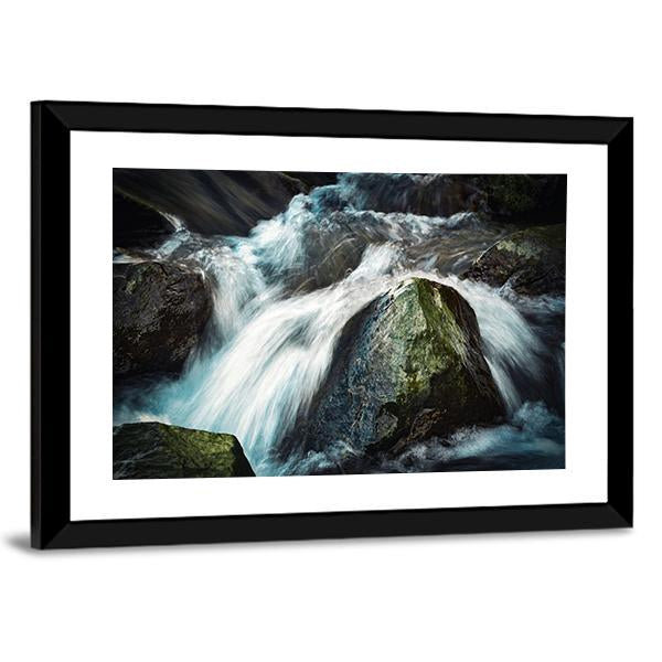 Wild River Between Stones Canvas Wall Art-3 Horizontal-Gallery Wrap-25" x 16"-Tiaracle
