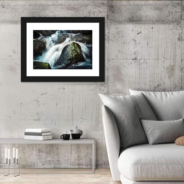 Wild River Between Stones Canvas Wall Art-3 Horizontal-Gallery Wrap-25" x 16"-Tiaracle