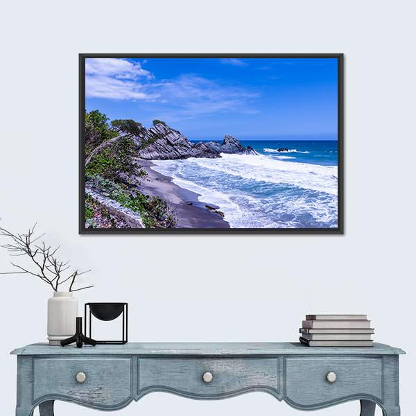 Wild Tropical Coast Canvas Wall Art-1 Piece-Floating Frame-24" x 16"-Tiaracle