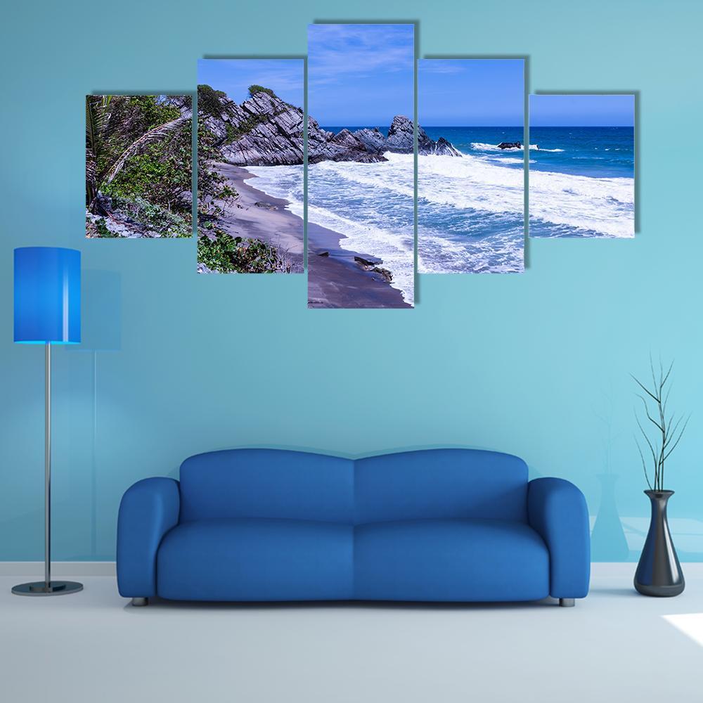 Wild Tropical Coast Canvas Wall Art-5 Star-Gallery Wrap-62" x 32"-Tiaracle