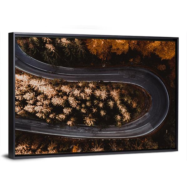 Winding Forest Road In The Mountains Canvas Wall Art-3 Horizontal-Gallery Wrap-25" x 16"-Tiaracle
