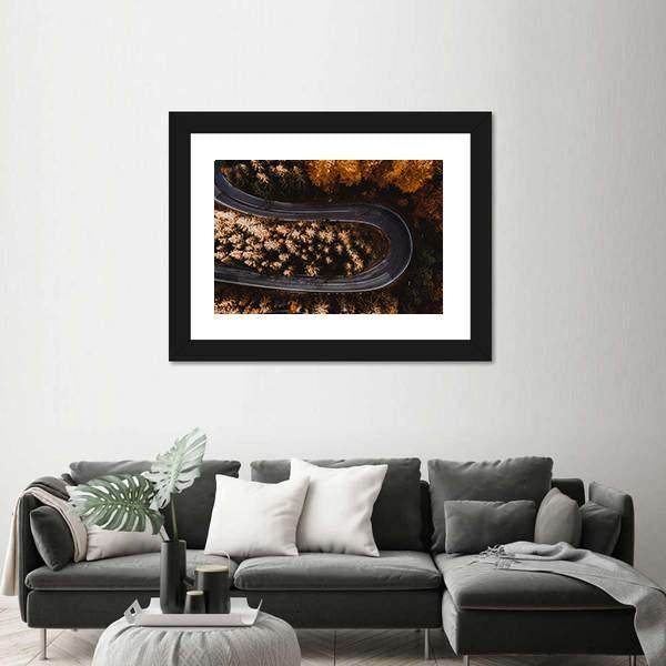 Winding Forest Road In The Mountains Canvas Wall Art-3 Horizontal-Gallery Wrap-25" x 16"-Tiaracle