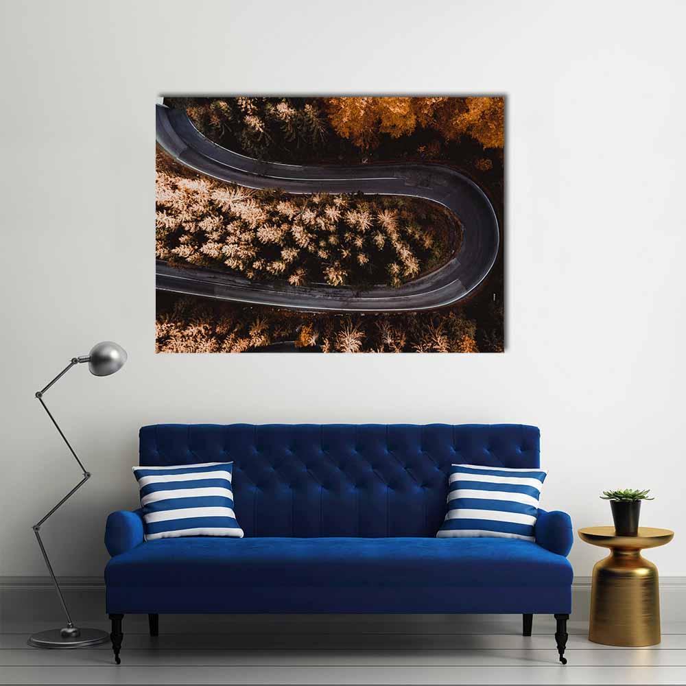 Winding Forest Road In The Mountains Canvas Wall Art-1 Piece-Gallery Wrap-36" x 24"-Tiaracle