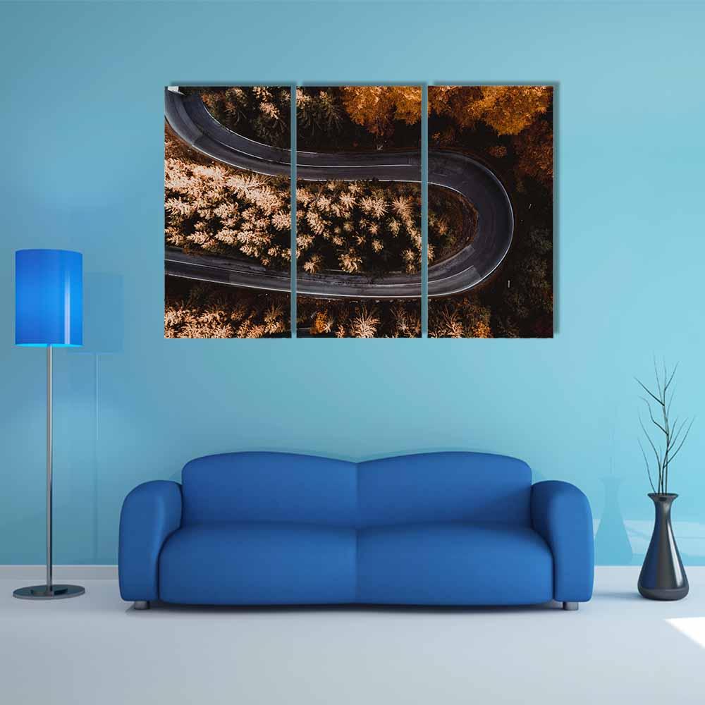 Winding Forest Road In The Mountains Canvas Wall Art-3 Horizontal-Gallery Wrap-25" x 16"-Tiaracle