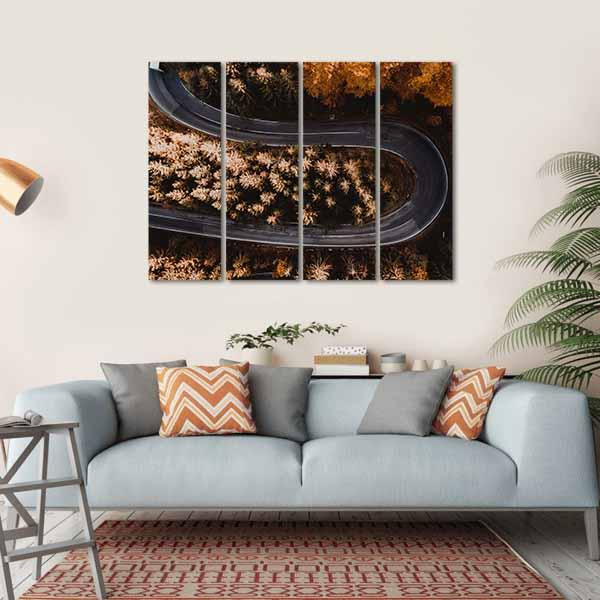 Winding Forest Road In The Mountains Canvas Wall Art-4 Horizontal-Gallery Wrap-34" x 24"-Tiaracle