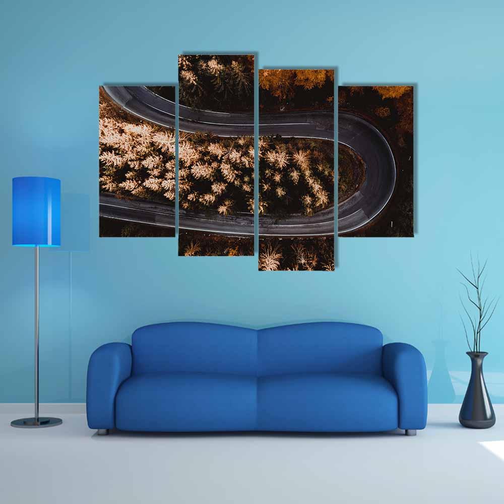 Winding Forest Road In The Mountains Canvas Wall Art-4 Pop-Gallery Wrap-34" x 20"-Tiaracle