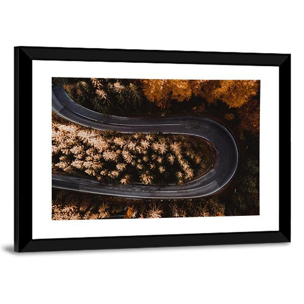 Winding Forest Road In The Mountains Panoramic Canvas Wall Art-1 Piece-36" x 12"-Tiaracle