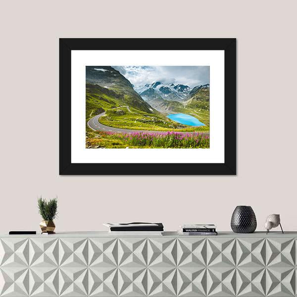 Winding Mountain Pass Road Canvas Wall Art-1 Piece-Framed Print-20" x 16"-Tiaracle