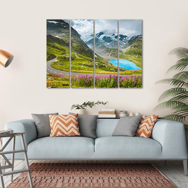 Winding Mountain Pass Road Canvas Wall Art-4 Horizontal-Gallery Wrap-34" x 24"-Tiaracle
