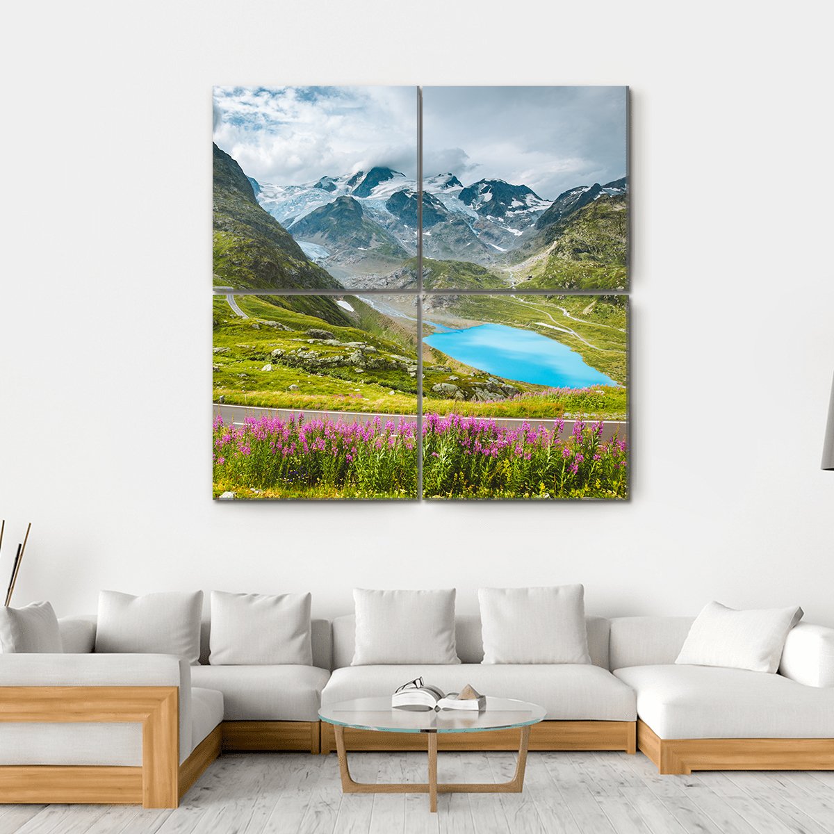 Winding Mountain Pass Road Canvas Wall Art-4 Square-Gallery Wrap-17" x 17"-Tiaracle