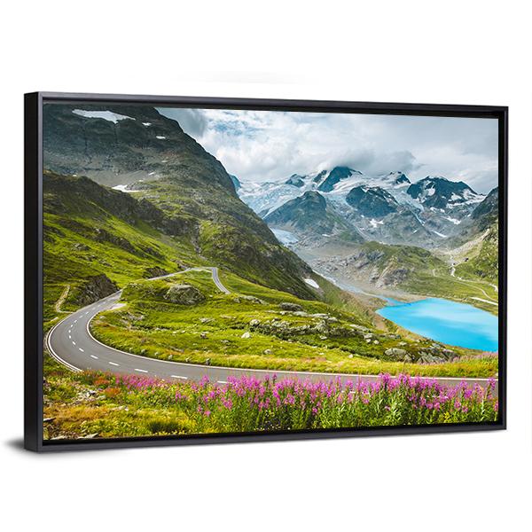 Winding Mountain Pass Road Canvas Wall Art-3 Horizontal-Gallery Wrap-25" x 16"-Tiaracle