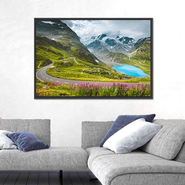 Winding Mountain Pass Road Canvas Wall Art-5 Horizontal-Gallery Wrap-22" x 12"-Tiaracle