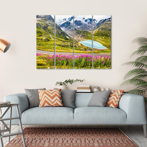 Winding Mountain Pass Road In Italian Alps Canvas Wall Art-4 Horizontal-Gallery Wrap-34" x 24"-Tiaracle